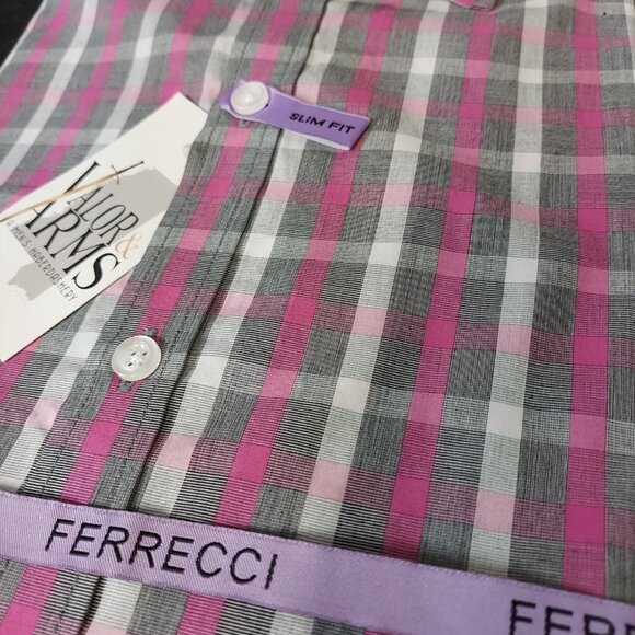 FERRECCI PINK AND GREY BUTTON-UP - NWT - SIZE LARGE - Picture 2 of 4